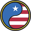 Yin-yang symbol with USA star and stripes